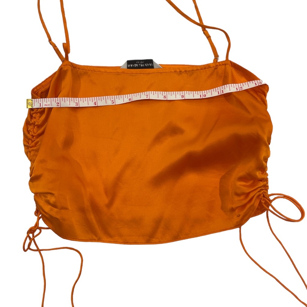 Amanda Uprichard orange silk skirt and crop top set. Tank is XS, Skirt is S - Picture 7 of 8